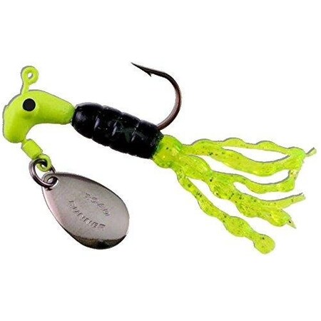 Road Runner Turbo Tail Jig WSpinner, 116 Oz ChartreuseBlackChartreuse Strip, Strip Card 1202-030